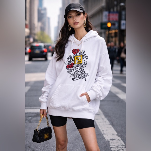Fendi x Mr. Doodle Chinese Valentines Day Capsule Collection Hoodie Sweater - Picture 2 of 12